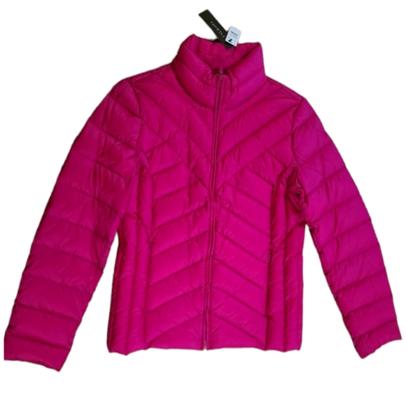 NWT Talbots Women's High Neck Hot Pink Lightweight Quilted Puffer Jacket, Size S - Picture 10 of 14